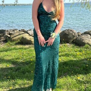 Green Sequin Prom Dress